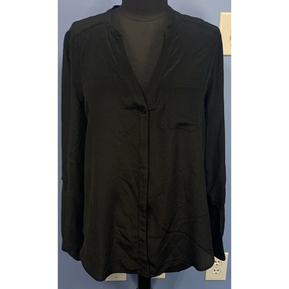 Trouvé Tops - TROUVÉ Small ? Black Long Sleeve 100% Silk Blouse Shirt EUC